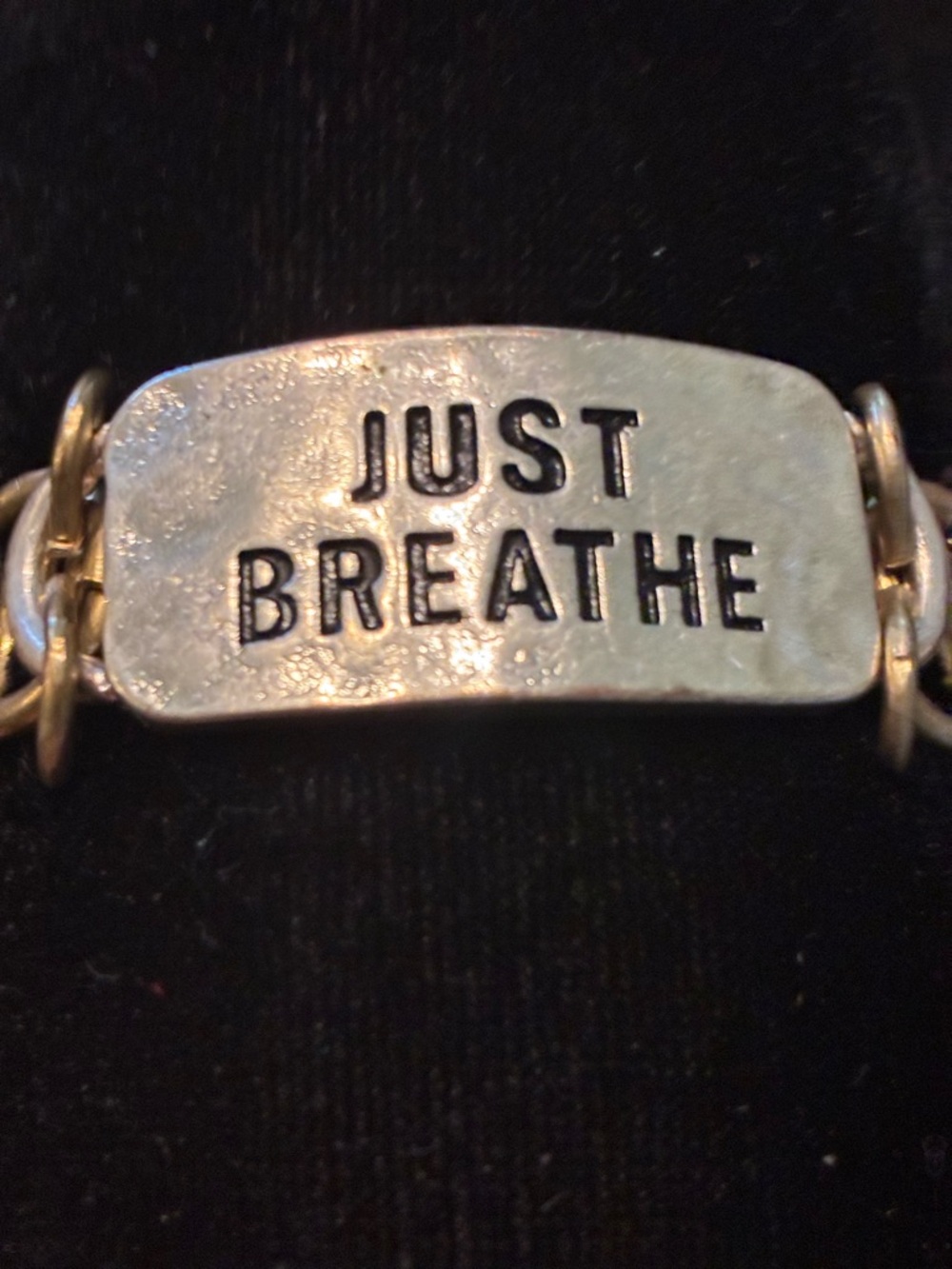 Inspirational "Just Breathe" Silver Tone (in some light gold) Bracelet @size 6 - Picture 6 of 10